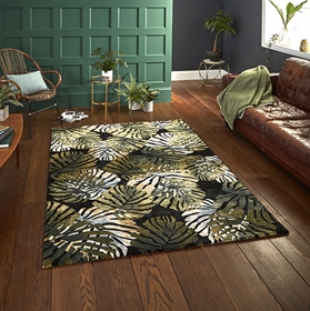 Tropics 6097 Black/Green Floral Modern Rug