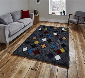 Broadway 1408 Grey/Multi Geometric modern Shaggy Rug