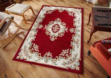 ROYAL AUBUSSON RED FLORAL TRADITIONAL RUG
