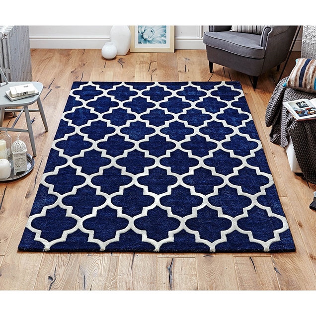 ARABESQUE BLUE ABSTRACT WOOL RUGS