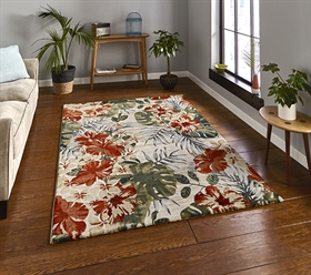 Tropics 6096 Cream/Multi Floral Modern Rugs 