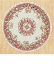 ROYAL  AUBUSSON CREAM ROSE CIRCLE FLORAL TRADITIONAL RUG 