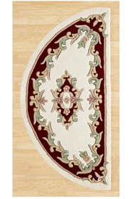 ROYAL  AUBUSSON CREAM RED HALF MOON FLORAL TRADITIONAL RUG 
