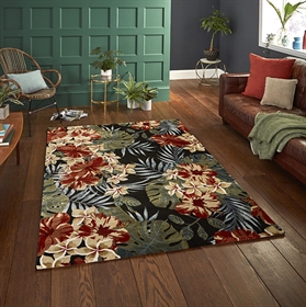 Tropics 6096 Black/Multi Floral Modern Rugs