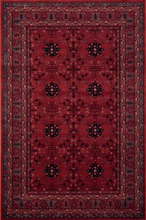 KASHQAI 4302/300 Red Bordered Floral Traditional RUG 