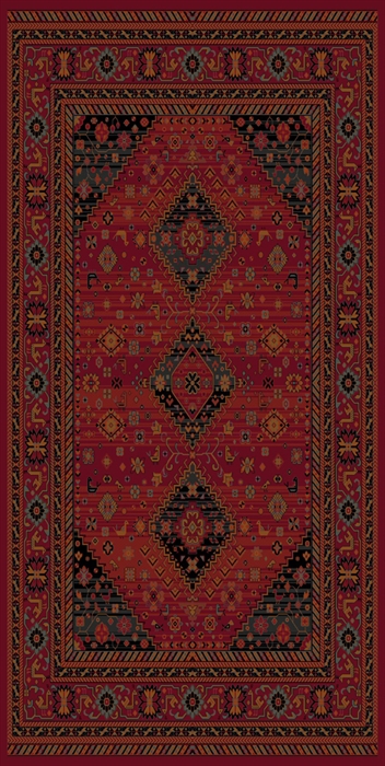 KASHQAI 4346/300 Red Bordered Floral Traditional RUG 