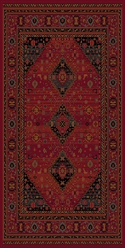 KASHQAI 4346/300 Red Bordered Floral Traditional RUG 