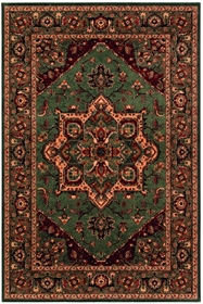 KASHQAI 4354/401 Green Bordered Floral Traditional  RUG 