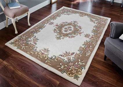 ROYAL AUBUSSON CREAM BEIGE FLORAL TRADITIONAL RUG