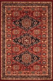 KASHQAI 4308/300 Red Bordered Floral Traditional RUG 