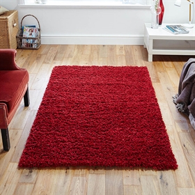 ELSA RED PLAIN SHAGGY RUG 