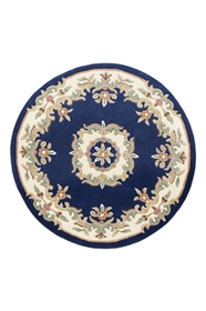 ROYAL AUBUSSON BLUE CIRCLE FLORAL TRADITIONAL RUG 