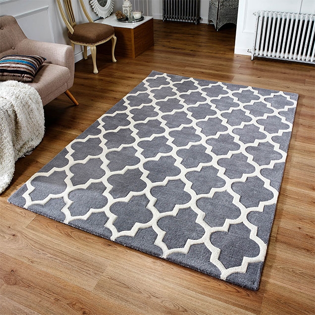 ARABESQUE ABSTRACT GREY WOOL RUGS 