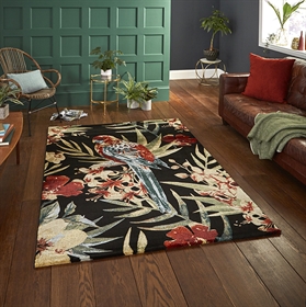 Tropics 6093 Black/Multi Floral Modern Rugs 