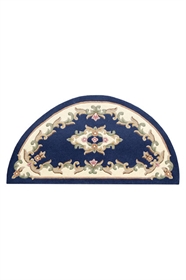 ROYAL AUBUSSON BLUE HALF MOON FLORAL TRADITIONAL RUG 