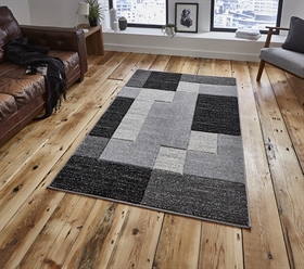 Matrix A0221 Black Geometric Wool Modern Rug 