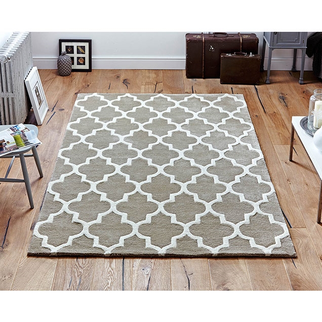 ARABESQUE BEIGE ABSTRACT WOOL RUGS 