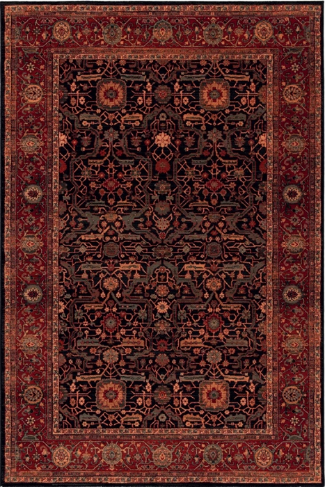 KASHQAI 4348/500 Red Bordered Floral Traditional RUG 