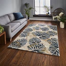 Tropics 6097 Cream/Blue Floral Modern Rug