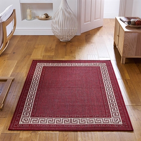 Greek key flatweave anti slip Red Rugs