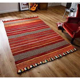 KELIM STRIPES RED WOOL  RUG