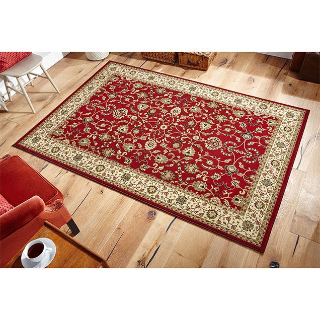 KENDRA 137 R RED Bordered Traditional RUG 