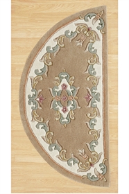 ROYAL  AUBUSSON BEIGE HALF MOON FLORAL TRADITIONAL RUG 