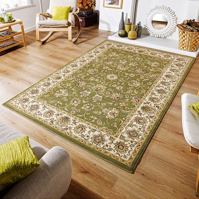 KENDRA 3330 G GREEN FLORAL TRADITIONAL RUG 