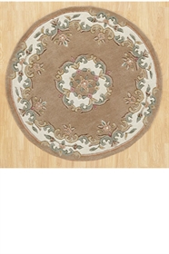 ROYAL  AUBUSSON BEIGE CIRCLE FLORAL TRADITIONAL RUG