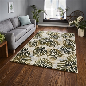 Tropics 6097 Cream/Green Floral Modern Rug