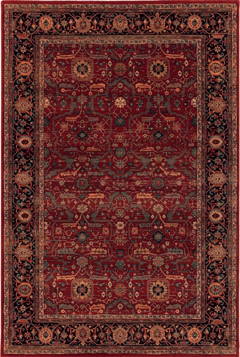 KASHQAI 4348/300 Red Bordered Floral Traditional RUG 