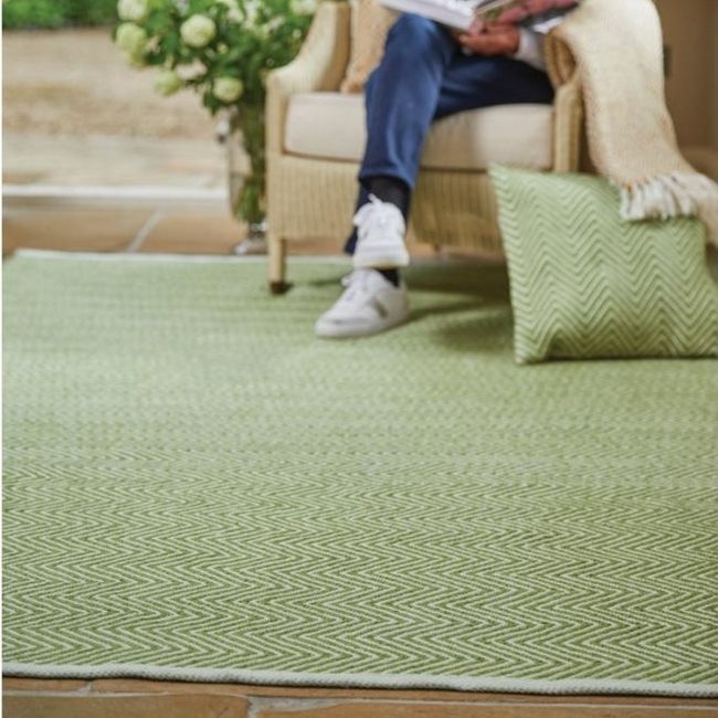 Herringbone Green Luxury Natural Soft Rug Woven