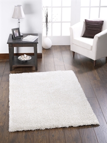 Chicago Cream Plain Polyester Shaggy Rug