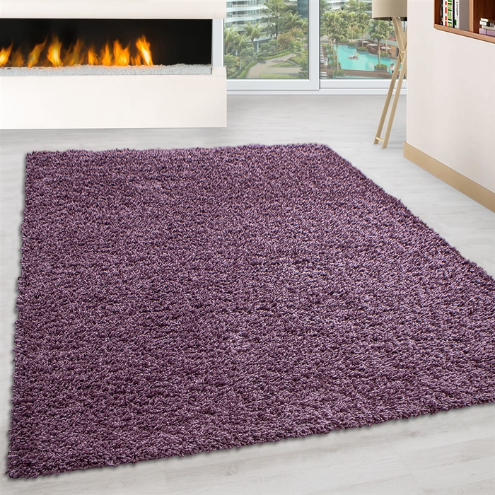 Modern Mauve Plain Solid Shaggy Carpet