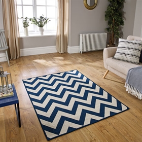 Mode Flat Weave Chevron Blue Rugs