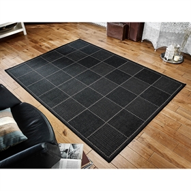 CHECK-FLAT-WEAVE BLACK BORDERED RUG 