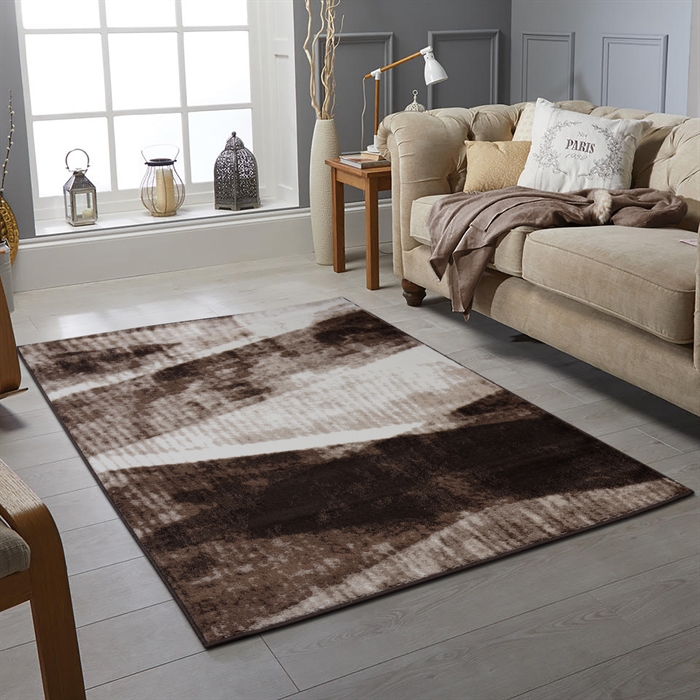 Atlas Abstract Brown Carpet Modern Area Rug