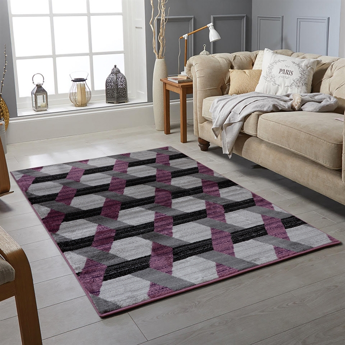 Modern Purple/Grey Geometric Soft Area Rug Carpet
