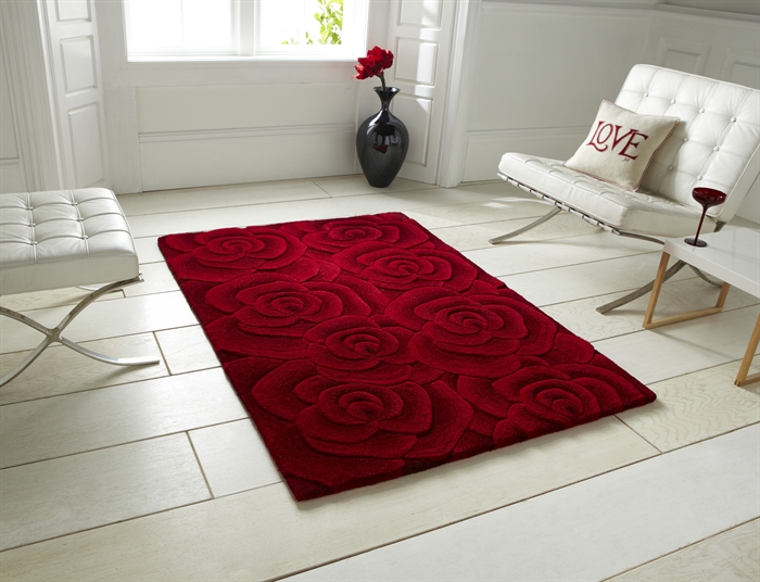 Valentine VL-10 Red Floral Handmade Wool Rug