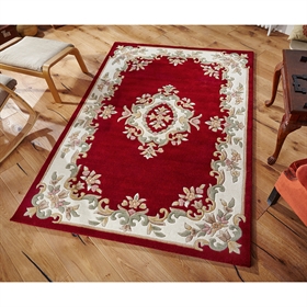 Royal Red Traditional 100% Wool Indian Rug