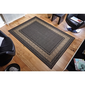 Greek key flatweave anti slip Black Rugs