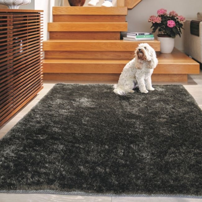Luxurious Simmer Charcoal Polyester Rugs