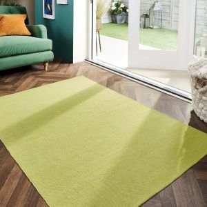 Plain Green Luxury Natural Soft Rug Woven