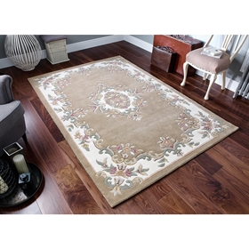 Royal Beige Traditional 100% Wool Indian Rug