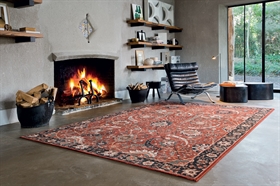 KASHQAI 4335/300 Red Bordered Floral Traditional RUG 