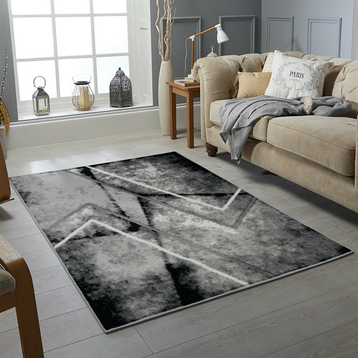 Luxury Abstract Black/White Soft Carpet Area Rug