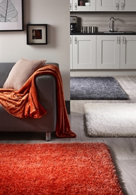 Chicago Orange Plain Polyester Shaggy Rug