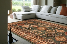 KASHQAI 4306/400 Green Bordered Floral Traditional RUG 