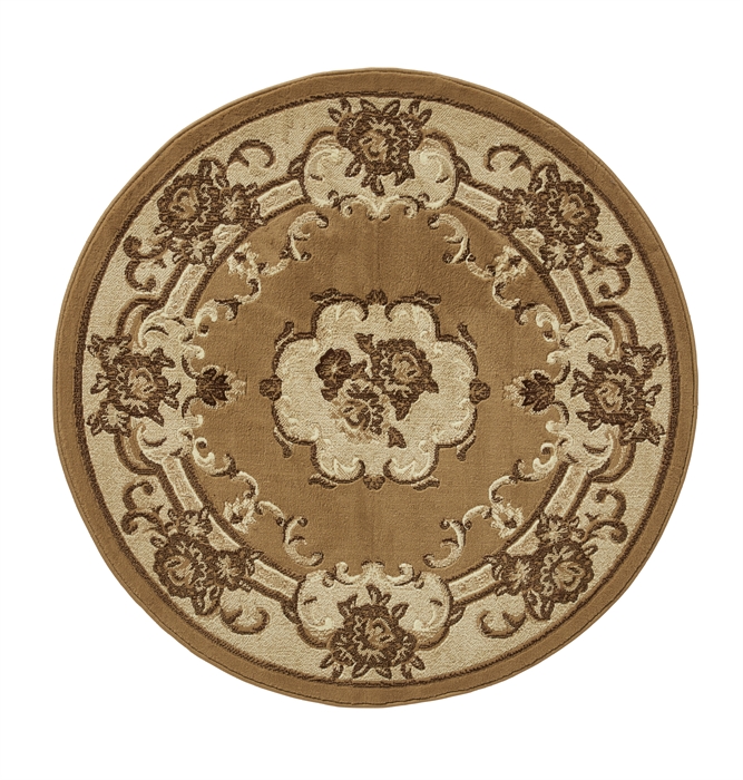 Marrakesh Beige Floral Circle Traditional Rug