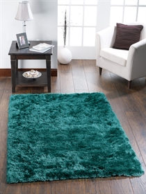 Shimmer Teal Modern Polyester Plain Shaggy Rug